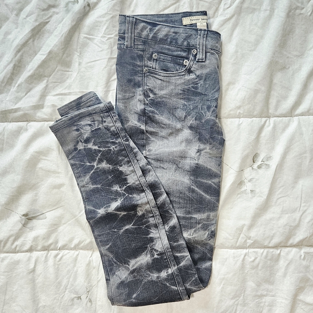 Forever 21 Black Acid Wash Skinny Jeans